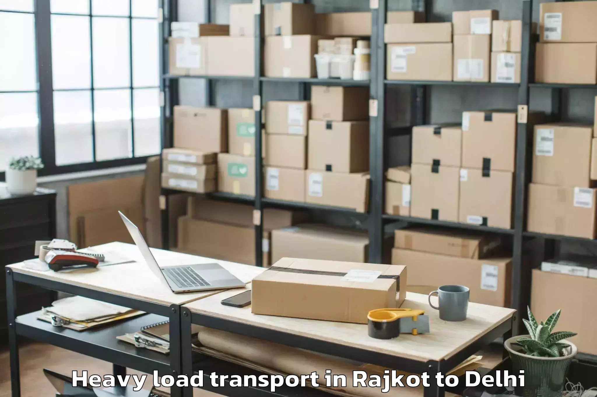 Easy Rajkot to Naraina Industrial Estate Heavy Load Transport Booking